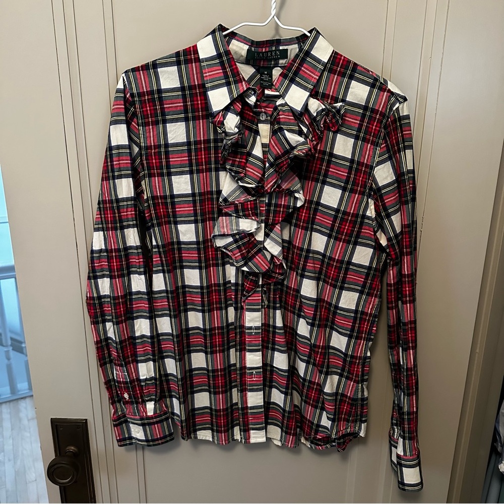 Lauren by Ralph Lauren Ruffled tartan blouse